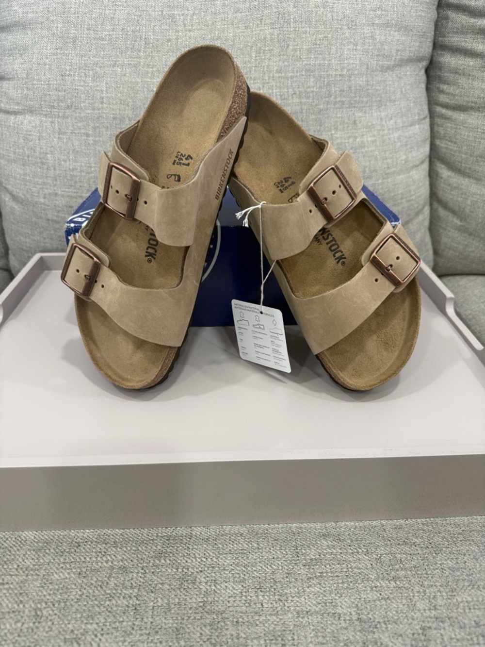 Birkenstock Arizona Suede Sandal w/Bronze Buckles